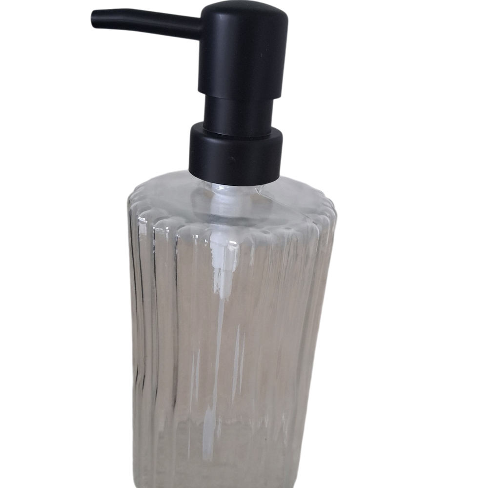 No Boundaries Black and Clear Glass Soap Dispenser